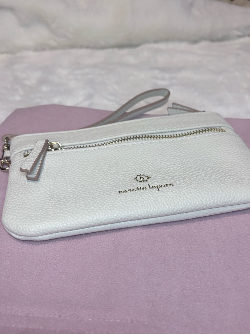 Nanette Lepore White Pebbled Leather Wristley